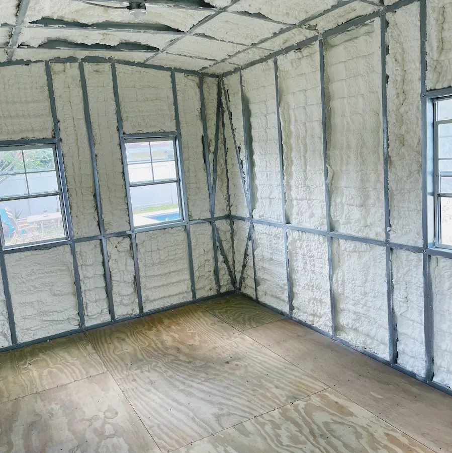 Closed-cell spray foam insulation applied to wall cavities in a residential project in Prunedale